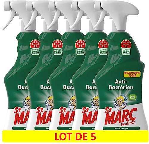 St Marc Lot de 5 Pistolets Spray Nettoyant Multi-Usages Anti-Bactérien - 750 ml