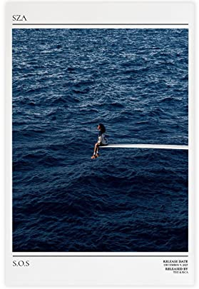 FABIVA SZA Poster SOS Album Cover Poster 4 Leinwand Poster Schlafzimmer Dekor Sport Landschaft Büro Zimmer Dekor Geschenk Rahmen Stil 30 x 45 cm