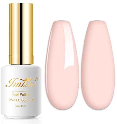 Imtiti Vernis Semi Permanent Nude, 15ml Beige Vernis Gel UV Semi Permanent UV Led Soak Off Gel Nail Polish French Vernis À Ongles Gels Semi-Permanents DIY Nail Kit Démarrage