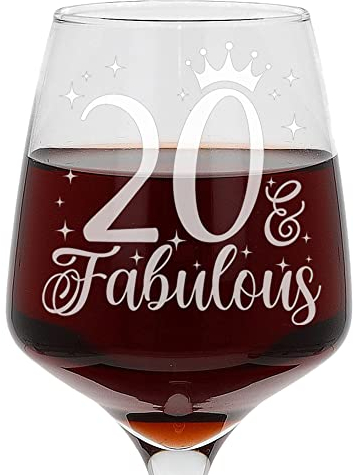 Always Looking Good Grand verre à vin gravé au laser élégant pour 20e anniversaire pour femme 20 & Fabulous gravé au laser 400 ml
