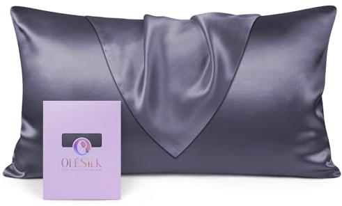 OLESILK 100% Seide Kissenbezug Kissenhülle Haar- und Hautpflege mit Verstcktem Reißverschluss 19 Momme 1 Stück Holzkohle 40x80cm