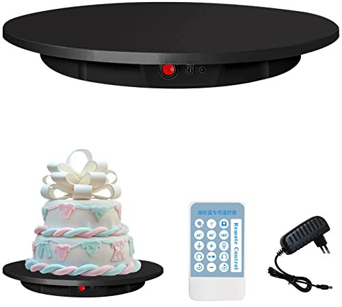 Oiyekntd 60cm Motorized Rotating Display Stand, 45/90/180/360 Degree Adjustable Electric Rotating Turntable for Photography Products Display, Live Video Show, Remote Control,Black