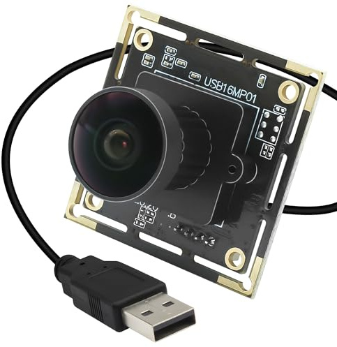 MMlove Modulo fotocamera USB da 16 MP, fotocamera Lightburn, grandangolare a 170°, obiettivo fisheye M12 con sensore di immagine IMX298, plug&play, webcam integrata per videoconferenze HD/laptop/PC