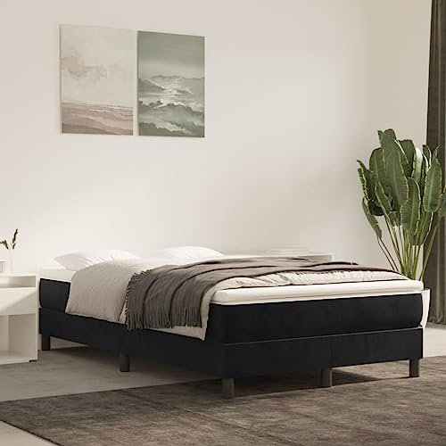 Homgoday Boxspringbett mit Matratze Bettgestell Rahmenbettgestell ohne kopfteil Einzelbett | Doppelbett Rahmenbettgestell Bettrahmen für Schlafzimmer Schwarz 120x200 cm Samt