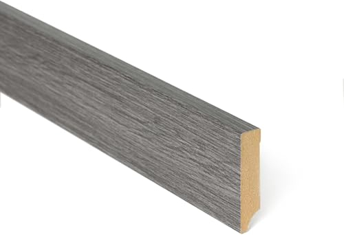 Set di 6 battiscopa Desiwa in rovere grigio 8 x 230 cm