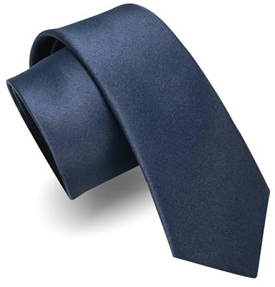JEMYGINS Schmale Herren Matte Krawatte einfarbig in verschiedenen Farben 6cm Navy blau