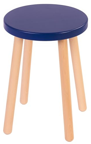 Spec-Wood Hocker Holz - Barhocker Holz - Kleiner Hocker - Küchenhocker - Blumenständer Holz - Couchtisch klein - Holz Deko - Pflanzenständer - Hocker Rund - Blau/Buche Natur