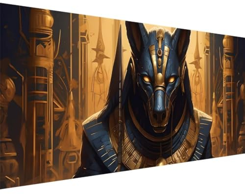 Diamond Painting Erwachsene, 5D Diamond Painting Groß XXL Sensenmann Anubis 100x40cm, DIY Diamant Painting Bilder Kreuzstich Crystal Arts Craft Malerei Kits, Diamond Painting Set für Home Wanddeko f-7