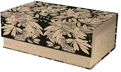 Clairefontaine 116055C - Une Boite de Rangement en Carton Multifonctions Rectangulaire - Motif Nature finition Kraft - 29,8x17,8x10,8 cm - Collection Le Cerisier Blanc