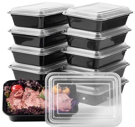 FULIGN - Recipientes de preparación de comidas de 24 onzas con tapas, reutilizables, paquete de 150 unidades, de plástico extragrueso, para almacenamiento de alimentos, desechables, sin BPA,