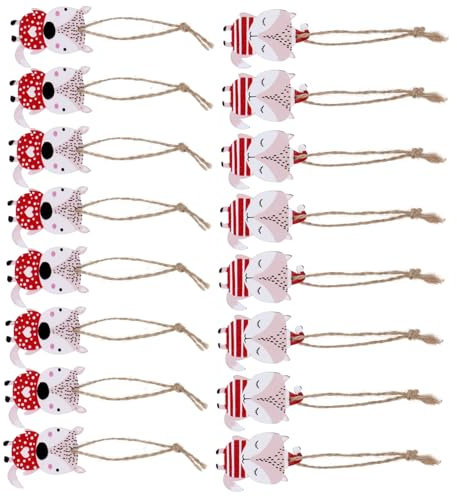 IMIKEYA 48stücke Teiliges Weihnachtlicher Holzfiguren mit Cartoon-Design zum Aufhängen Rot für Christbaumanhänger und Weihnachtliche Hängedekorationen