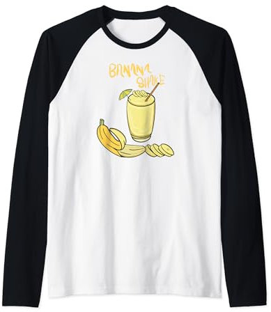 Banana Milk Shake Fresh Fruit Funny Banana Shake Drink Manche Raglan