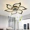 YOLEDY Lampada Ventilatore da Soffitto, Intelligente Pale da Soffitto con Luce e Telecomando, Forma a Fiore, Dimmerabile, Reversibile 6 Velocità, Motore DC con Timer, Nero