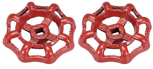 TOP-VIGOR Wasserhahn-Radgriffventil, 7 mm x 7 mm, Ersatz-Schieberrad für Outdoor-Wasserhahn, Schlauch-Lätzchen, Rad OD 64 mm, lackierter Stahlguss, 2 Stück