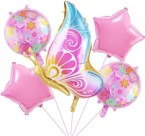 VIKY® Schmetterling Deko Geburtstag Mädchen, Kinder Luftballons Kindergeburtstag, Folienballon für Dekoration