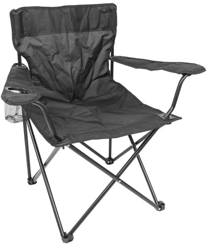 Harbour Housewares Folding Camping Chair - Black - Pack of 1 - Canvas Outdoor Lawn Seat for Picnic, Garden, Beach, Hiking, Fishing