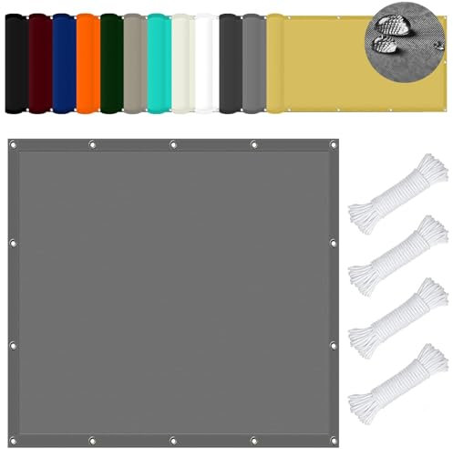 Toile d'ombrage 4 x 5 m en HDPE Rectangulaire Toile pour Pergola avec kit d'installation Robuste pour Jardin Terrasse Balcon, Gris Clair