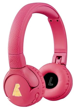 POGS Drahtloser Bluetooth Kinderkopfhörer | The Gecko 2 | Faltbarer robuster Kinderkopfhörer ab 3 Jahren | Lautstärkebegrenzung 85 dB | Mikrofon | On-Ear | Drahtlose Musik-Sharing-Funktion (rRosa)