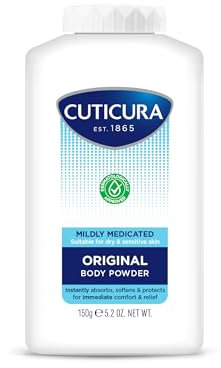 CUTICURA Mildly Medicated Body Powder 150g, Many Uses Personal Hygiene, Sweat Control, Chafing & Friction Prevention, Itching Relief