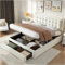Racxily Polsterbett 140x200 Doppelbett mit Stauraum, Boxspringbett mit Lattenrost und Kopfteil (Beige, 140x200)