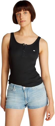 Tommy Jeans Damen Tank Top, Schwarz (Schwarz), L