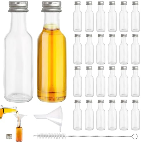 WEGREAT Mini Fläschchen Likörflaschen 24 Stück 100ml Kleine Schnapsflaschen, Kleine Likörflaschen zum Befüllen für Saft, Likör, Ingwer Shots, Ätherische, Party, Schnaps, Spirituosen, Likör