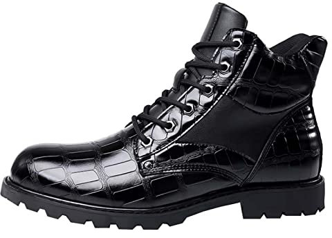 Stivali Chelsea Classici Mens Stivali Con Lacci In Pelle Di Coccodrillo Vintage Stivali In Pelle Coms e Antiscivolo Adatto Per Tutte Le Occasioni, S 834 Black, 40.5 EU Ancho