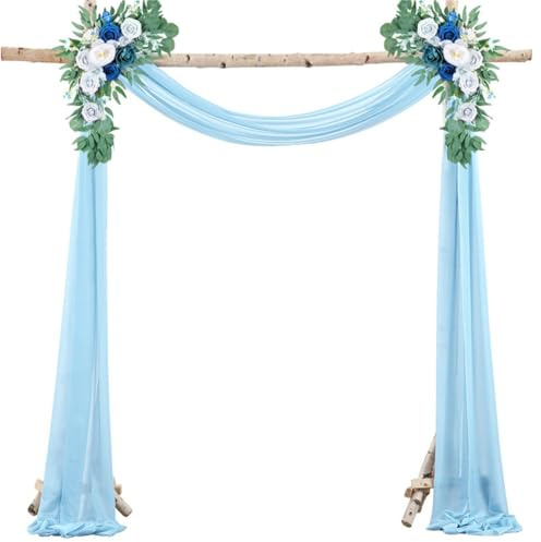 HSTWODE Romantische Farben 0.75 * 6/10m Tisch Läufer Tüll hochzeitsbanner traubogen Hochzeit hausbett deko tüll gardine Für Fotografie, Partys, Hochzeiten (Denim-Blau, 75 * 600cm)
