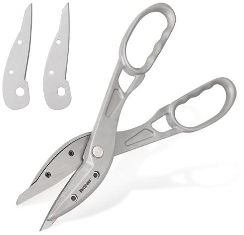 HURRICANE 12 Inch Aluminum Tin Snips with Replaceable Blades. Lightweight Straight Cutting Metal Cutters for HVAC, Sheet Metal & Vinyl Siding. Aluminum Tinner Shears with Large Handles