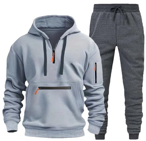 Generisch Same Day Lieferung Produkte, Herren Trainingsanzug Jogginganzug Sportanzug Set 2-Teiliges Atmungsaktiv Sportlich Tracksuit mit Reißverschluss Tasche Hose, 1 Cent Artikel