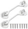 2pcs White Cabin Hooks 6 Inch, Stainless Steel Gate Hook Lock, Solid Barn Door Hook for Door Gate Shed Window Closet with Mounting Screws (6inch)