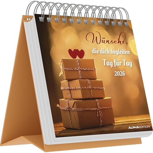 Alpha Edition - Wünsche, die dich begleiten - Tag für Tag 2026 – Postkartenkalender 16×17 cm mit 53 Lebensweisheiten & stimmungsvollen Motiven, Wandkalender zum Verschenken