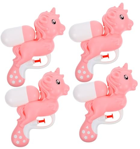 LABRIMP 4 Pcs Cute Cartoon Design Pink Water Guns for Boys and Girls Lightweight Portable Outdoor Water Toy for Summer Entertainment and Party Fun