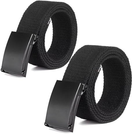 YOCHLEY 2 Piezas Cinturones Hombre Cinturón Táctico Nylon Cinturón de Lona sin Agujeros para Hombre y Mujer Vestir Pantalones de Traje, Longitud Extra 135 cm