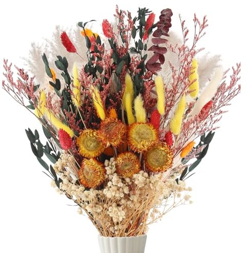 Xbessc 75 Pezzi Fiori Secchi Decorativi Autunno Erba di Pampa Essiccata