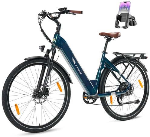ttgo 28 Zoll E Bike, Elektrofahrrad Damen Herren mit 36V 20AH Akku Drehmomentsensor 25km/h 7 Gang Reichweite 80-120KM, LCD Display Hydraulische Scheibenbremse 3 Modi, C3 PRO (Grün)