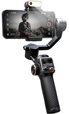 Aumotop Hohem Phone Stabilizer for 14/13/12/11 Series, 3-Axis Anti-shake Stabilizer for Smartphone with AI Sensor and Mini Tripod, Ideal YouTubers and Content Creators (With Fill Light & AI