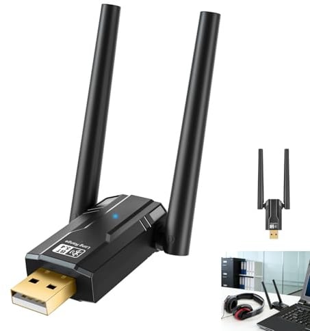 Adattatore Bluetooth USB a lungo raggio, adattatore Bluetooth 150 m 5.4 USB a lungo raggio con doppie antenne orientabili, bassa latenza, connessione fino a 7 dispositivi, per PC Windows 11 10 8.1 7