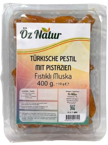 Öz Natur Türkische Muska Pestil mit Pistazien, Traubenmelasse, Traditionelle Spezialität, 400g
