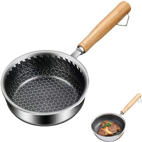 DXPETA Small Non Stick Frying Pan, Mini Frying Pan for One Egg, Quick Breakfast Preparation, Small Stainless Steel Frying Pan with Induction Cooktop Compatibility