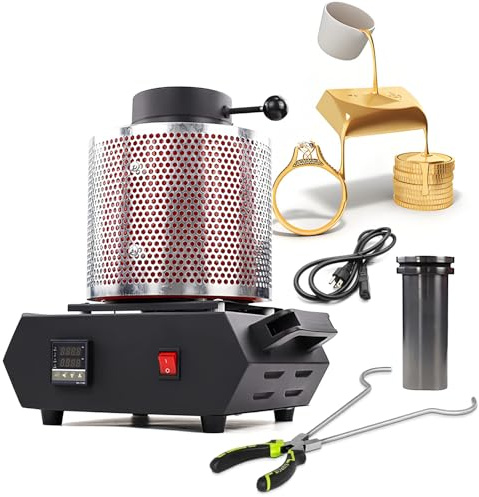 Horno de fusión eléctrico de 1750 W, fundición digital de metal dorado y plateado, máquina de fundición de 1150.0 °C, herramienta de fundición de joyas para aluminio de cobre, 1 kg/2 kg/3 kg, 220 V