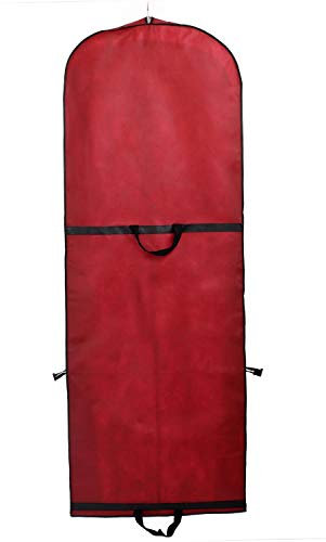 TUKA-i-AKUT Faltbar 150cm Atmungsaktiver Kleidersack mit Reißverschluss, Schutzhülle für Kleider/Anzüge/Mäntel, Transport & Langezeitlagerung, 2 Zubehörteile Taschen, Dunkelrot TKB1007