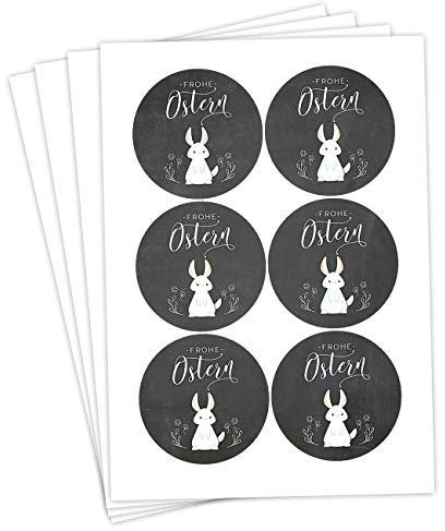 Papierdrachen 24 Oster Aufkleber zum Basteln und Dekorieren - Motiv Frohe Ostern schwarz-weiß - Sticker Nr 44 - Ostern 2021