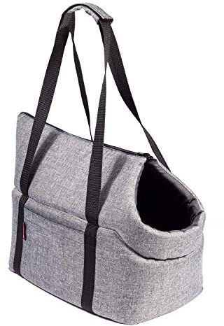 BOUTIQUE ZOO Hundetasche, Welpentasche - Grau, XS bis 3 kg - Tragetasche für kleinen und mittleren Hund, Welpen, Katze