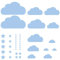 Wolken Sterne Set - 43 teilig - Wolke Wandtattoo Wandaufkleber Sticker Aufkleber Wölkchen Himmel - erhältlich in vielen Farben (Babyblau)