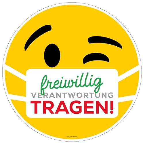 Aufkleber Hinweis Gebot freiwillig Verantwortung Maske/Mundschutz tragen Hygiene Schild Folie | Ø5-40cm Made in Germany, Größe: Ø30 cm