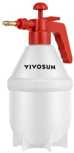 VIVOSUN 0,8L Drucksprüher mit Verstellbarer Messingdüse, Handsprüher Gartenspritze für Zimmerpflanzen, Gartenpflege, Autopflege und Reinigung, Rot