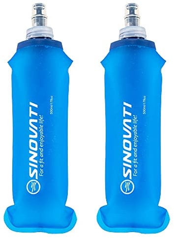 SINOVATI® Borraccia pieghevole in TPU, Soft Flask, senza BPA, per zaino, bicicletta, trekking, jogging, campeggio e arrampicata (blu, 500 ml x 2)