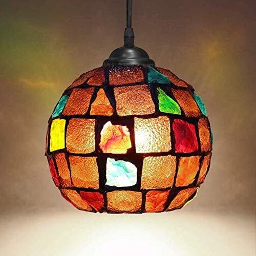 Vintage Hanging Stained Glass Ceiling Light Shade Pendant Mosaic Style Multi Colour M0105