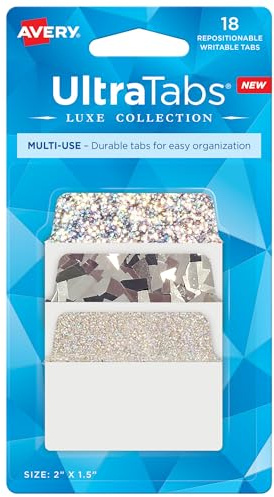 Avery Ultra Tabs, 2 x 1.5 Repositionable, Holographic, 18 Tabs